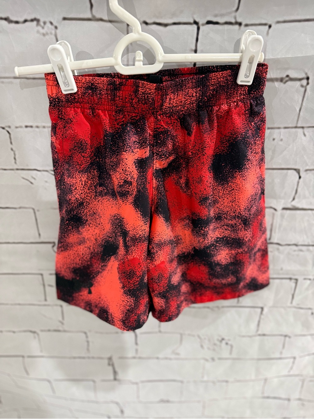 Kids Red and Black Under Armour Shorts - Elastic Waist